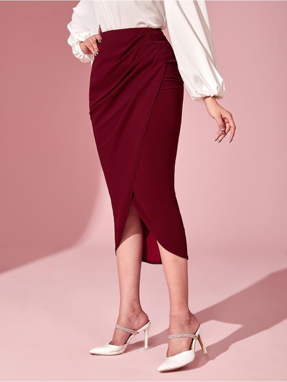 ARKET NWT Burgundy Wrap Pencil Skirt